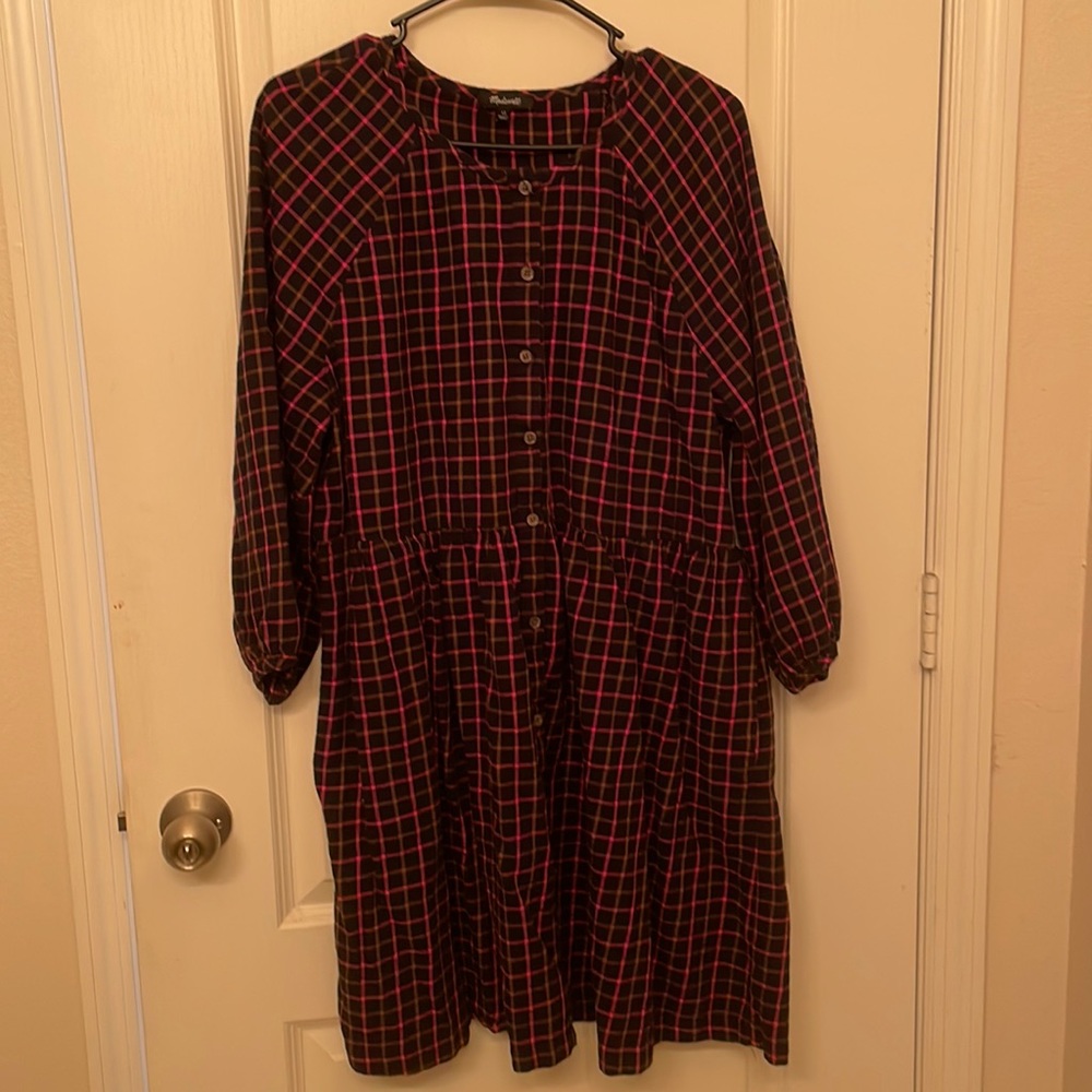 Madewell Long Sleeve Flannel Button Up Dress